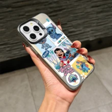Disney Lilo & Stitch Angel Series  Case, Cute Cartoon Anime Design, Suitable For  17, 16, 15, 14, 13, 12, 11 Pro Max, XS, XR And X, Features A Reflective Back And Shockproof Corners. Perfect As A Birthday Gift, Holiday Gift, Or Valentine's Day Gift. - Màu tím - Xem 10