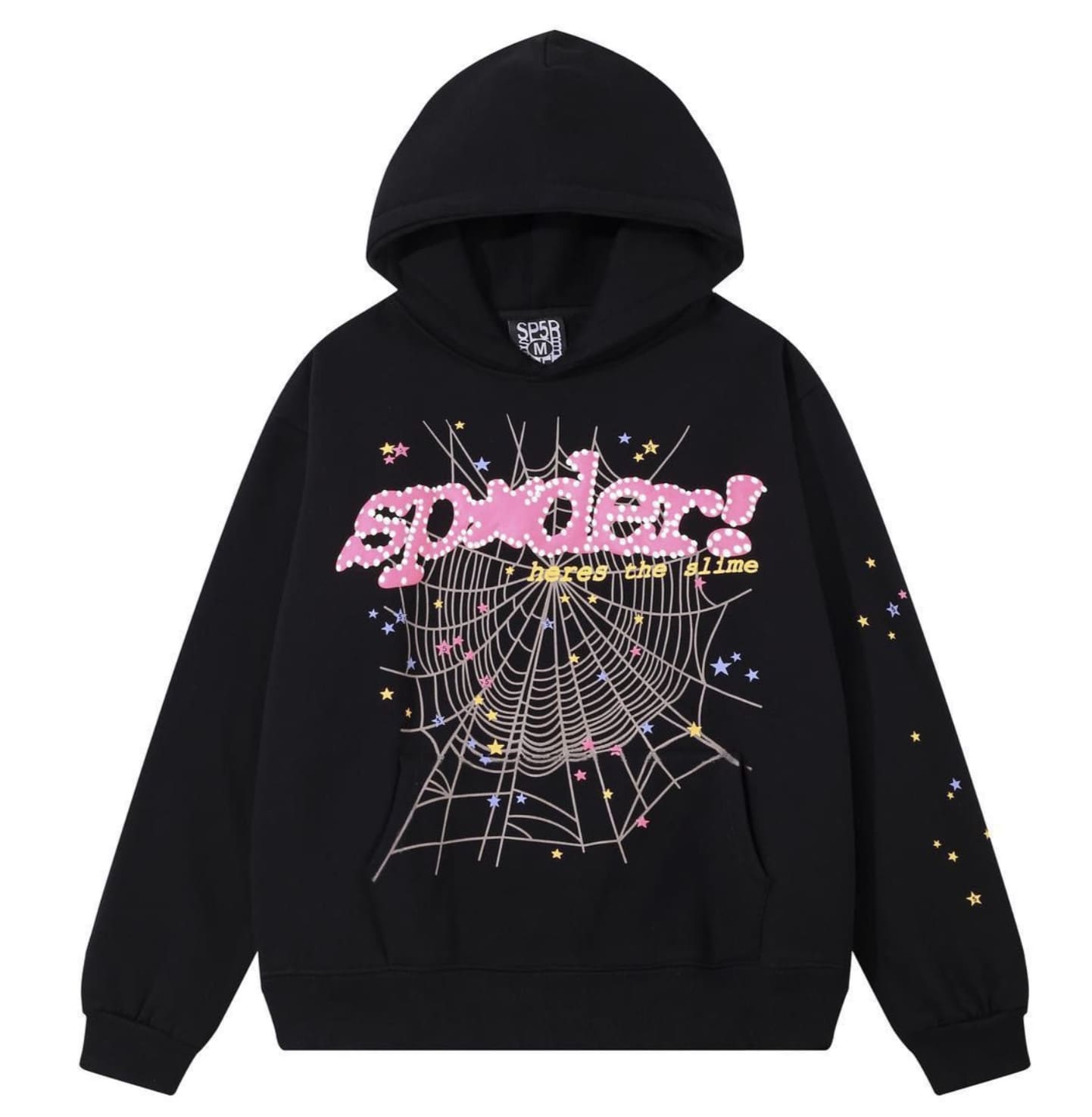 SP5DER Hoodie Cobweb Pattern Spider Worldwide Tracksuit Unisex Sweatshirt Men Women Graphic Outwear, Tracksuit Pullover Sweatshirt For Women Men Matching Hoodies For Couples - Black/hoodie - 查看 1