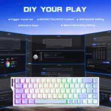 ATTACK SHARK * MAGIC-REFINER X68 HE 有线 60% 霍尔效应快速触发机械 RGB 游戏键盘，8K 轮询率，0.04mm RT 精度，磁力开关，可调节触发，快速点击，适用于 PC 游戏玩家，2026 新年圣诞版 - 白色/黑色/奶酪色/星夜色 - 彩色 - 查看 4