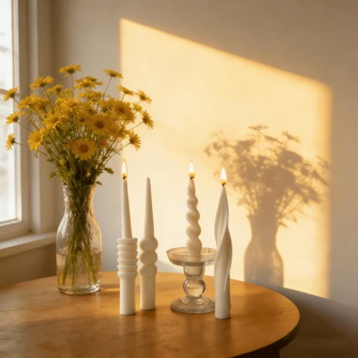 1 pieza Vela de cera de soja cilíndrica, semiesférica y retorcida de textura ondulada blanca, sin humo, adecuada para crear ambiente, decoración del hogar, fiestas, decoración de mesa, regalo de vacaciones, decoración del Día de San Valentín