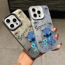 Disney Lilo & Stitch Angel Series  Case, Cute Cartoon Anime Design, Suitable For  17, 16, 15, 14, 13, 12, 11 Pro Max, XS, XR And X, Features A Reflective Back And Shockproof Corners. Perfect As A Birthday Gift, Holiday Gift, Or Valentine's Day Gift. - Hồng - Xem 3