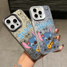 Disney Lilo & Stitch Angel Series  Case, Cute Cartoon Anime Design, Suitable For  17, 16, 15, 14, 13, 12, 11 Pro Max, XS, XR And X, Features A Reflective Back And Shockproof Corners. Perfect As A Birthday Gift, Holiday Gift, Or Valentine's Day Gift. - White - View 3