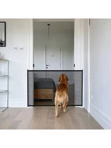 Foldable Pet Safety Fence Suitable For Cats And Dogs - No Need For Drilling Installation, With Hooks, Adjustable Height, Sturdy Mesh Barrier, Portable And Lightweight Design Suitable For Home Use, Stairs And Doorways, Durable Indoor And Outdoor Pet Fence, Reinforced Hooks, Ideal Choice For Cat And Dog Owners - Multicolor - View 2