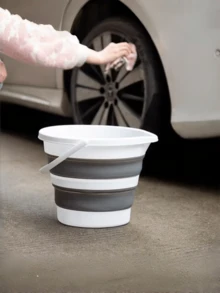 1pc Silicone Foldable Bucket, Portable Car Folding Plastic Bucket, Laundry Collapsible Bucket, Large Capacity Fishing Silicone Bucket, Portable Storage Water Bucket For Home, Gardening, Laundry, Fishing