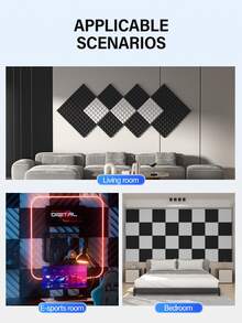 TMJD MISS [12pcs] Pyramid Acoustic Foam - 12x12x2 Inches, High Density Sound Absorbing Sponge Wall, Music Studio Home Ceiling Soundproofing (Black/White/Gray/Purple) - Multicolor - View 7