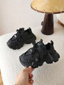 1双儿童休闲运动鞋，新款春秋季男女童厚底鞋 - 黑色 - 查看 2