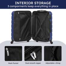 4 Piece Luggage Set 16/20/24/28 Inch Hardside Lightweight Suitcase With Spinner Wheels (Purple) - Navy Blue - 查看 4