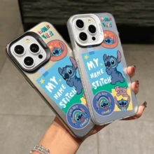 Disney Lilo & Stitch Angel Series  Case, Cute Cartoon Anime Design, Suitable For  17, 16, 15, 14, 13, 12, 11 Pro Max, XS, XR And X, Features A Reflective Back And Shockproof Corners. Perfect As A Birthday Gift, Holiday Gift, Or Valentine's Day Gift. - 紫色 - 查看 3