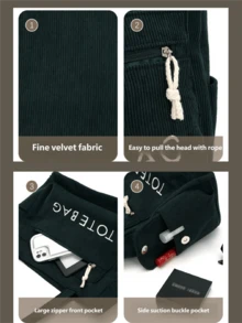 1个灯芯绒材质校园单肩包/斜挎包/办公包，简约多功能学生文具包，新款轻便休闲单肩包，多口袋设计，可装笔记本电脑、平板电脑和学习用品，适合各种场合。 - 彩色 - 查看 10