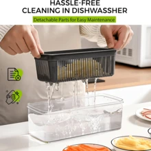 14件套蔬菜切碎器套装，带防滑底座、可调节切片刀片、沥水架和收纳盒的食物切碎器，简易厨房工具 - 彩色 - 查看 8