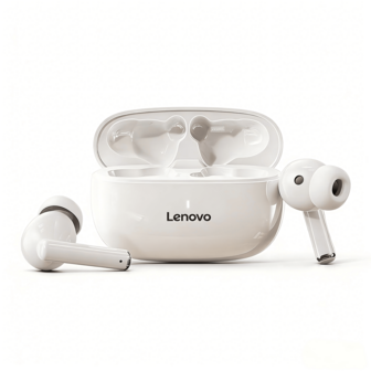  Lenovo TA210 Wireless Bluetooth Earphones - Long Battery Life, In-Ear Sports, ENC, Four-Microphone Intelligent Call Noise Cancellation, White/Moon Rock White, Black - Gift Design