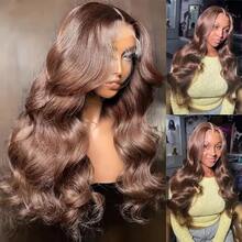 13x4 5x5 高清 200 密度长棕色波浪蕾丝前假发，适合派对、节日、婚礼等场合，新手友好 - 棕色 - 查看 4