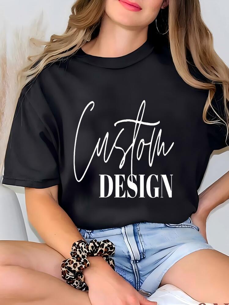 Suéter De Diseño Personalizado: Texto O Logo Personalizado Camiseta - Negro - Añade 2