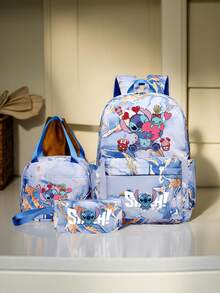 Bộ 3 balo Stitch, dây đeo vai có thể điều chỉnh, nhẹ và thoải mái, dung tích lớn, chất liệu nylon, khóa kéo, ngăn đựng laptop, bao gồm 1 túi xách, họa tiết hoạt hình, phù hợp cho đi làm, đi học, du lịch, công sở, dã ngoại, quà tặng ngày lễ hoàn hảo. - Nhiều màu - Xem 5