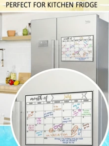 1pc Magnetic Fridge Calendar - Strong Magnetic Backing, Smooth Dry Erase Surface, Practical Calendar, Durable Whiteboard - Perfect For Kitchen Organization, Meal Planning, Family Planners, Reminders, And Notes On Refrigerator,Stay On Track And Organize Your Month With This Convenient Calendar, Useful For Tracking Goals, To-Do Lists, And Appointments - Multiple Specifications - View 3