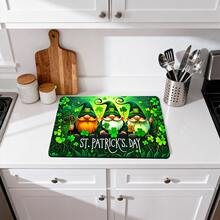 1/2/3pcs St. Patrick's Day Dish Drying Mat, Featuring Leprechaun And Clover Patterns, Made Of Polyester, Non-Slip, Suitable For Kitchen Sink, Coffee Bar, Spring Home Decor, Dish Drying Rack, Coffee Machine Mat, Creating St. Patrick's Day Atmosphere - Multicolor - View 14