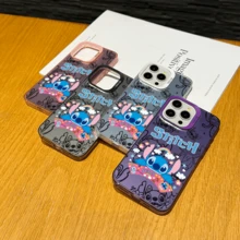Disney Lilo & Stitch Angel Series  Case, Cute Cartoon Anime Design, Suitable For  17, 16, 15, 14, 13, 12, 11 Pro Max, XS, XR And X, Features A Reflective Back And Shockproof Corners. Perfect As A Birthday Gift, Holiday Gift, Or Valentine's Day Gift. - 粉色 - 查看 4