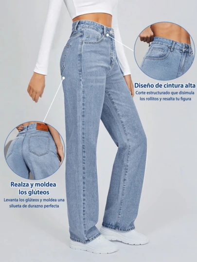Pantalones Vaqueros Anchos con Cintura Elástica y Diseño Patchwork, Confortables y Estilosos para Mujer