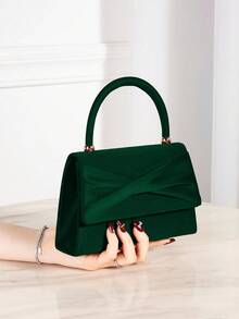 1 buc. Geantă de mână elegantă și delicată din catifea, cadou perfect pentru doamne, fete, studente, lucrători de birou, pentru a participa la petreceri, baluri, nunți - Verde inchis - Vizualizare 2
