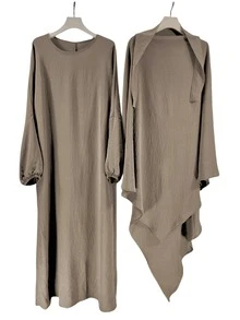 1 Set einfarbiger, atmungsaktiver Stoff Kopftuch (Abaya) für Frauen, weicher Hidschab, Frauenschleier - Khaki - Übersicht 4