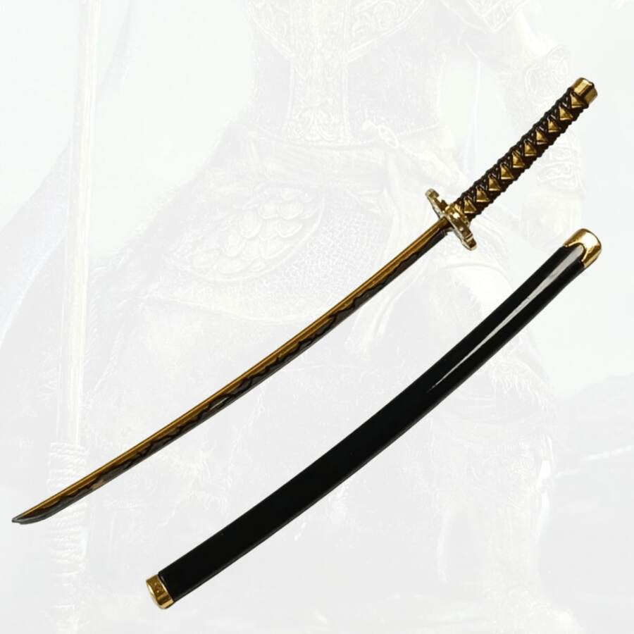 9.8英寸（25厘米）金属武士刀模型，钢刃大马士革钢刀，原版武士刀，中世纪刀剑，日本武士刀，动漫角色扮演道具玩具 - 9.8inch/25cm(9.8吋/25公分) - 查看 1