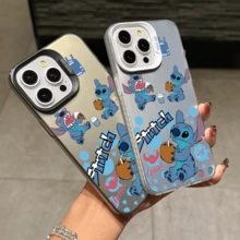 Disney Lilo & Stitch Angel Series  Case, Cute Cartoon Anime Design, Suitable For  17, 16, 15, 14, 13, 12, 11 Pro Max, XS, XR And X, Features A Reflective Back And Shockproof Corners. Perfect As A Birthday Gift, Holiday Gift, Or Valentine's Day Gift. - Black - View 3