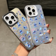 Disney Lilo & Stitch Angel Series  Case, Cute Cartoon Anime Design, Suitable For  17, 16, 15, 14, 13, 12, 11 Pro Max, XS, XR And X, Features A Reflective Back And Shockproof Corners. Perfect As A Birthday Gift, Holiday Gift, Or Valentine's Day Gift. - trắng - Xem 3