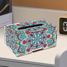 1pc DIY Diamond Painting Tissue Box Cover, Floral Pattern Reusable Mixed Color Art Storage Container, Round Diamond Decor Combo Kit, Diamond Painting Craft, Home Office Decor, Creative Holiday Gift, Naturally Inspired Mosaic Art - Multicolor - View 16