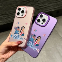 Funda de la serie Angel de Lilo y Stitch de Disney, diseño de dibujos animados lindos, adecuado para 17, 16, 15, 14, 13, 12, 11 Pro Max, XS, XR y X, con parte trasera reflectante y esquinas resistentes a los golpes. Perfecto como regalo de cumpleaños, regalo festivo o regalo del Día de San Valentín. - Blanco - Ver 6