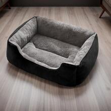 Washable Pet Bed For Dogs And Cats, Super Soft Plush Calming Mattress With Non-Slip Bottom, Pet Beds For Dogs Small Medium - Orthopedic Support & Anxiety Relief Dog Bed - 黑色 - 查看 1