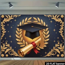 1 2d Flat Banner - Graduation Celebration Banner, With Graduation Certificate And Graduation Cap, Perfect For Events, Weddings, Parties, Coming-Of-Age Ceremonies, And Seasonal Entrances - Multicolor 2 - View 4