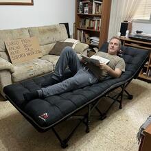 ROSA JM Ideal para la oficina, el hogar y viajes, con reposacabezas ajustable en 6 alturas, soporta hasta 250 kg, cama plegable portátil con colchón y almohada, estructura robusta de alta resistencia. - Gris - Ver 9