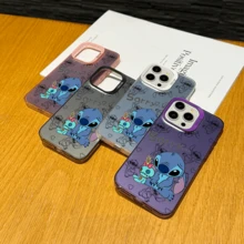 Disney Lilo & Stitch Angel Series  Case, Cute Cartoon Anime Design, Suitable For  17, 16, 15, 14, 13, 12, 11 Pro Max, XS, XR And X, Features A Reflective Back And Shockproof Corners. Perfect As A Birthday Gift, Holiday Gift, Or Valentine's Day Gift. - Hồng - Xem 4