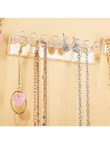 3Pcs/Set Necklace Rack, Necklace Organizer Wall Mount 8 Hooks For Hanging Necklaces, Jewelry, Bracelets, Bracelets And Rings, Girls And Women's Gifts - Clear - View 3