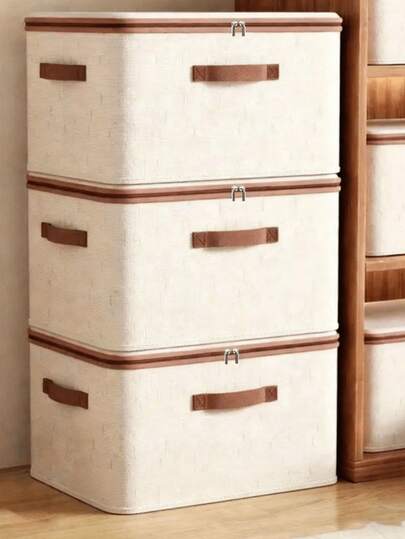 Foldable & Portable Storage Box, Dust-Proof Clothes & Quilt Organizer, Spring-Loaded Home Storage Container - Convenient & Space-Saving, Suitable For Bedding, Fabrics, Storing Clothes & Quilts For Dorm, Outdoor Yard, Back To School Season (May Have Slight Color Transfer Or Printing Due To Textile Materials, But Does Not Affect Usage)