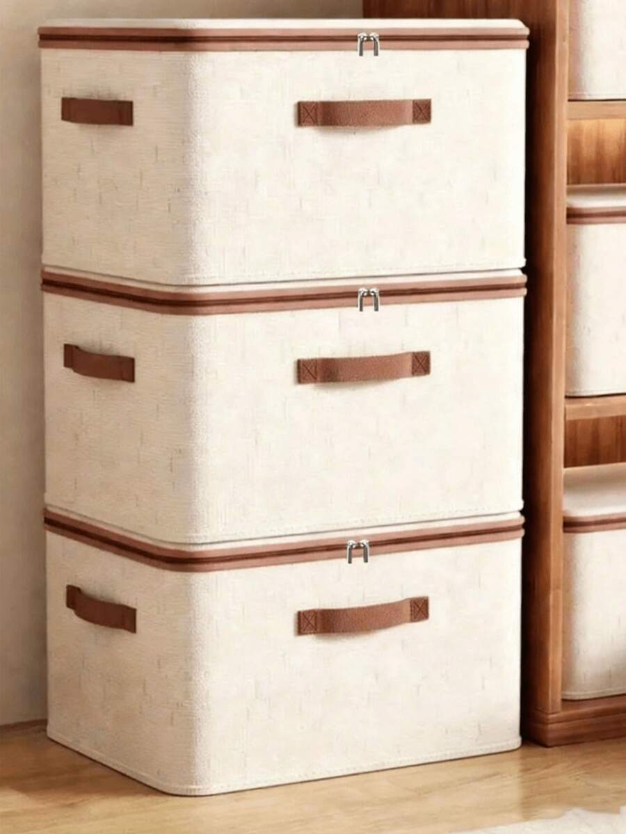 Foldable & Portable Storage Box, Dust-Proof Clothes & Quilt Organizer, Spring-Loaded Home Storage Container - Convenient & Space-Saving, Suitable For Bedding, Fabrics, Storing Clothes & Quilts For Dorm, Outdoor Yard, Back To School Season (May Have Slight Color Transfer Or Printing Due To Textile Materials, But Does Not Affect Usage) - Multicolor - View 1