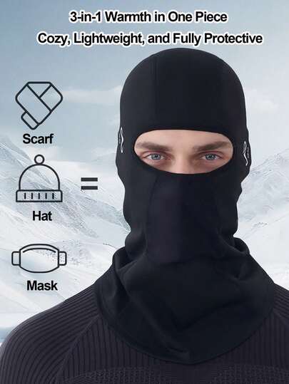 1件冬季抓绒拉法帽，防风全脸面罩颈部保暖套，适用于滑雪、摩托车、自行车运动，男女通用，兼容头盔