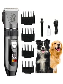 1 Set de Cortapelos para Mascotas, Afeitadora con Pantalla Digital, Cortaúñas para Perros, Cortapelos Eléctrico Recargable de 1200mAh para Perros Pequeños, Medianos y Grandes - Multicolor - Ver 1