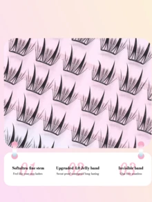 36Clusters Pre Glued Lashes Manga No Glue Needed Eyelashes C Curl Korean Style Natural Glue Free Eyelash 9-11mm False Eyelash Press On Lashes Self Adhesive Eye Lash Reusable Long Lasting Japanese Makeup Natural Look Wispy Eyelash Extensions Gift For Women & Girl Makeup Tools - C - 查看 3