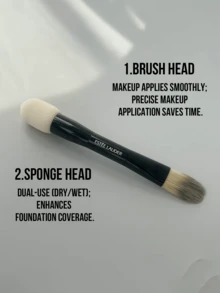 Estée Lauder Dual-Ended Foundation Brush, Sponge Brush Head, Smooth Application, Dry And Wet Use, Enhances Foundation Coverage, Daily Use - Black - View 8