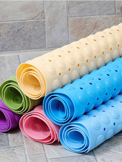 35 x 65 厘米防滑浴室垫，带吸盘和排水孔，可机洗，双面防滑柔软浴室垫，足部按摩垫，无异味，浴缸防滑垫，浴室装饰