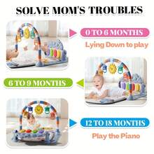 婴儿游戏垫 - 互动音乐钢琴软垫，婴儿游戏垫，婴儿钢琴垫，适合宝宝练习趴卧，婴儿健身垫和活动垫，婴儿钢琴健身垫，新生儿和幼儿游戏垫，早教活动健身架，音乐互动，易于安装，培养运动技能，可爱动物图案设计，理想的宝宝生日礼物 - 彩色 - 查看 4