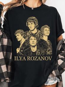 Plus Size Women's Vintage Hockey Hollanov Heated Rivalry Graphic Tee T-Shirt Casual Minimalist Pattern Round Neck Short Sleeve Loose Fit Plus Size T-Shirt, Suitable For Summer, Going Out - 9A - 查看 2