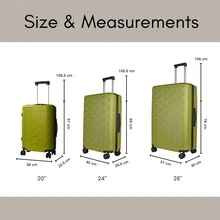 JLY 3-Piece Luggage Set Hard Shell Suitcases ABS+PC, Spinner Wheels, TSA Lock, Lightweight Travel Set - 酪梨綠 - 查看 9