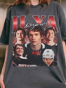 Plus Size Women's Vintage Hockey Hollanov Heated Rivalry Graphic Tee T-Shirt Casual Minimalist Pattern Round Neck Short Sleeve Loose Fit Plus Size T-Shirt, Suitable For Summer, Going Out - 5A - Xem 1