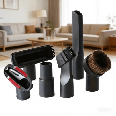 6 Stück Staubsauger Zubehör Set, beinhaltet 32/35mm Adapter, Flachdüse, 2-in-1 Düse, Polsterdüse, Pferdehaar Rundbürste, PP Quadratbürste, geeignet für verschiedene Staubsauger, unterschiedliches Zubehör für verschiedene Reinigungsszenarien, unverzichtbares Zubehör für die Reinigung Zuhause