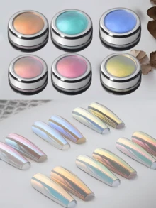 美人鱼极光闪亮自然高光粉，适合女士和美甲师DIY，极光珍珠粉，节日美甲礼物 - 彩色 - 查看 8