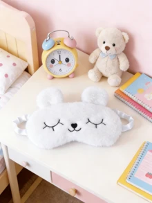 Cute Cartoon Rabbit Ears Faux Silk & Plush Eye Mask, Comfortable Sleep Mask, Can Be Used As Cold Or Hot Compress Eye Mask - Pink - View 7