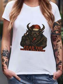 Temor De Las Vacaciones Suéter Krampus - Gótico Suéter De Navidad, Suéter De Vacaciones De Terror, Regalo De Navidad Oscura Camiseta - Blanco - Ver 2