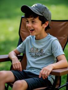 1顶时尚儿童嘻哈帽，A-Z字母刺绣棒球帽，男女童可调节后扣帽，户外休闲遮阳帽，骨白色，8-16岁 - 黑色 - 查看 5